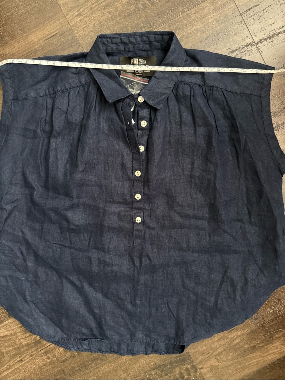 NWT J.Crew Baird McNutt Irish Linen Navy Popover Top XS Collared - Picture 4 of 10